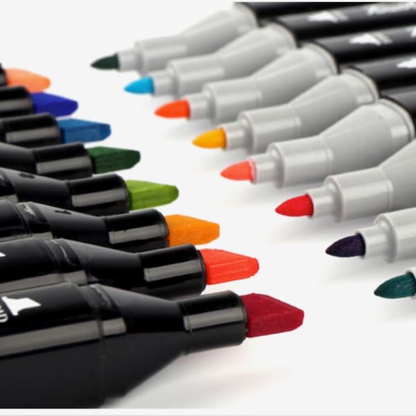 24 or 36 Twin Tip TOUCH MARKER PENS: Color Graphic Sketch Art Craft Markers Artists Fashion Design Animation Bendable Markers