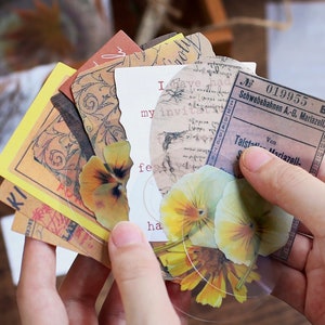 30 piezas Retro Nature Junk Journal Kit, Paquete de pegatinas de flores, Papel Memo Deco, Efímera, Vintage, Hojas, Jardín, Bosque, Bosque, Mariposa