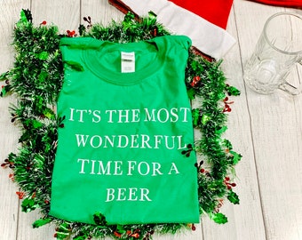 Men’s Holiday T-shirt! It’s The Most Wonderful Time for a Beer. Funny MENS Tshirt. Christmas Shirt for Men. Christmas Shirt for Dad.