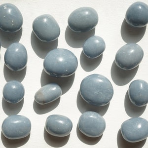 Angelite Tumbled Stones from Peru (0.75-1.25&quot;) | Third Eye Chakra | Inner Guidance Crystal