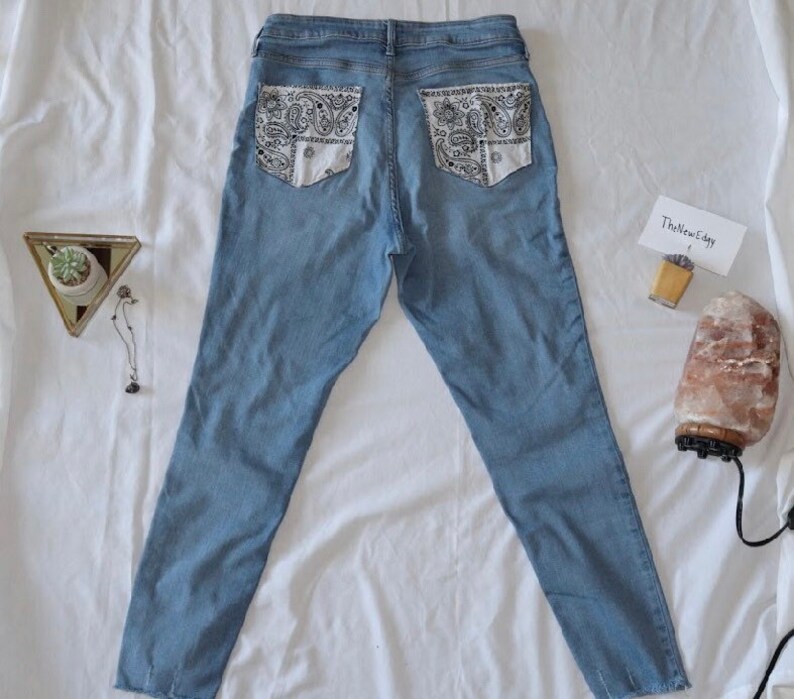 Old Navy Custom Sewn Bandana Back Pocket Jeans Etsy