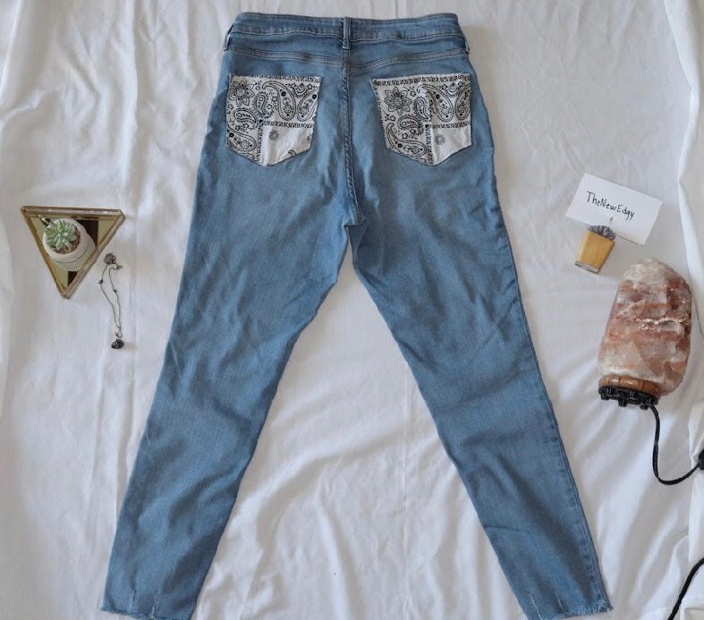 Old Navy Custom Sewn Bandana Back Pocket Jeans Etsy