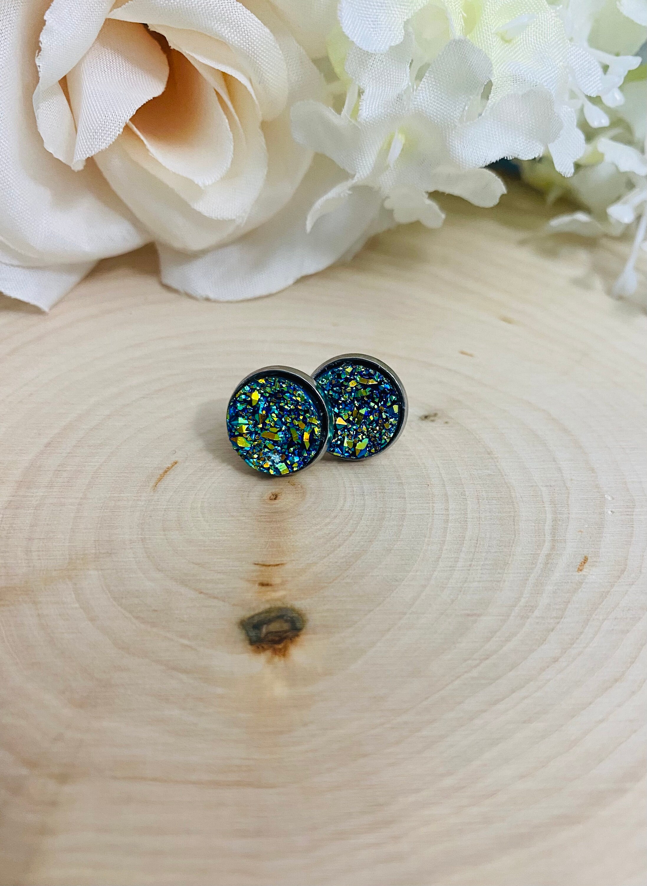 Blue Stud Earrings Etsy