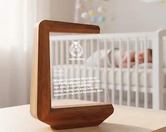 Regalos para enfermeras de pacientes, regalo de agradecimiento por el trabajo de parto y el parto, premio a la enfermera heroína por la atención posparto, trofeo grabado con mensaje