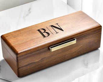Natural Wood Watch Display Case Custom Engraved Organizer Men Dresser Top Box from Wife Luxury Timepiece Storage Rustic Holder Gift from Son