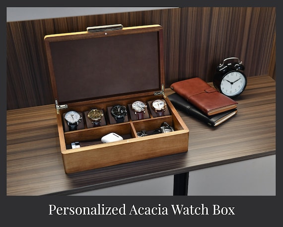 Acacia Wood Watch Box Organizer