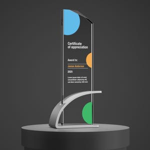 Rugby Best Forward Award Custom Crystal UV Print Trophy Player Recognition Plaque Tall Design 9.3x4