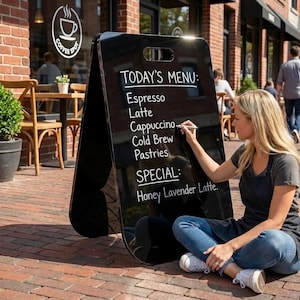 Write erase A frame sign marker writable sidewalk sign for changeable menu daily update sandwich board for shop storefront pavement sign