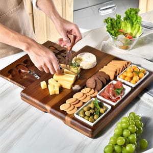 Custom Engraved Cheese Board Set Acacia Wood Charcuterie Tray With ...
