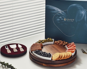 Engraved cheeseboard round serving tray appetizer board personalized charcuterie board set engraved platter personalized wedding present