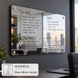 Acrylic Planner Board Dry Erase Wall Organizer Floating Wall Mounted Productivity Tool Presentation Project Tracking Board