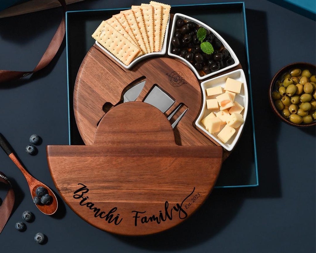 Engraved Wooden Lazy Susan for Table, Monogrammed Lazy Susan Turntable