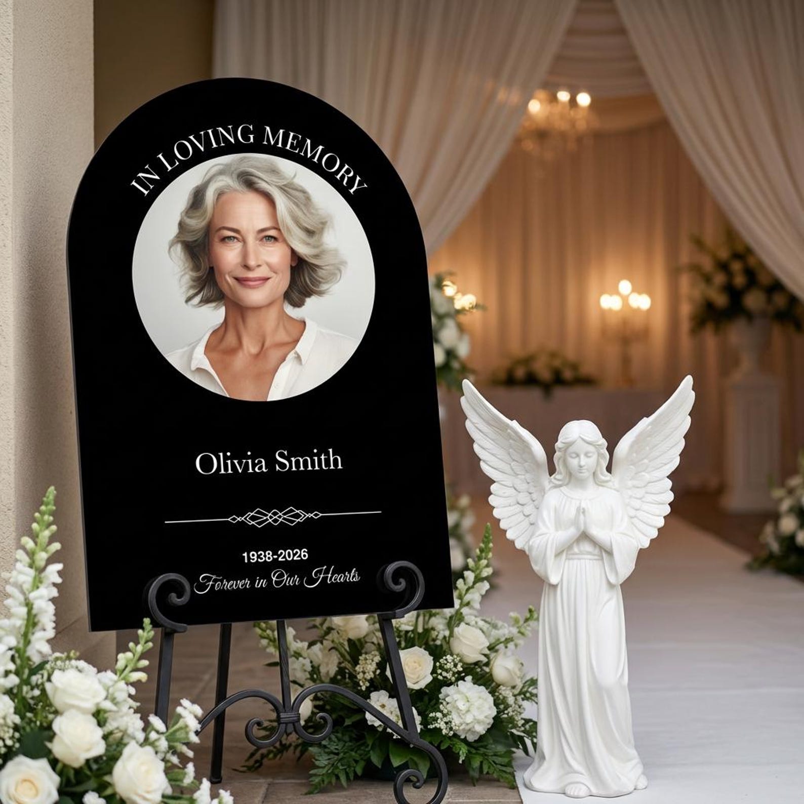 Personalized Memorial Entrance Sign for Funeral Rectangular Black and ...