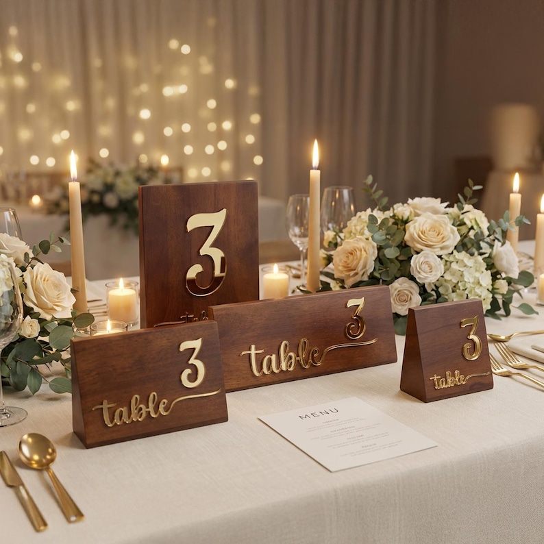 Wood Wedding Table Number for Wedding Reception Freestanding Decor ...
