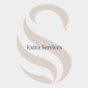 May include: A stylized illustration of a swan with the text "Extra Services" below it.