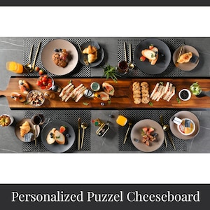 Personalized Cheese Board Set of 3 Puzzle Charcuterie Board with Handles, Large Wooden Platter for Appetizers, Wood Anniversary Gift Bundle