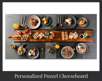 Personalized Cheese Board Set of 3 Puzzle Charcuterie Board with Handles, Large Wooden Platter for Appetizers, Wood Anniversary Gift Bundle