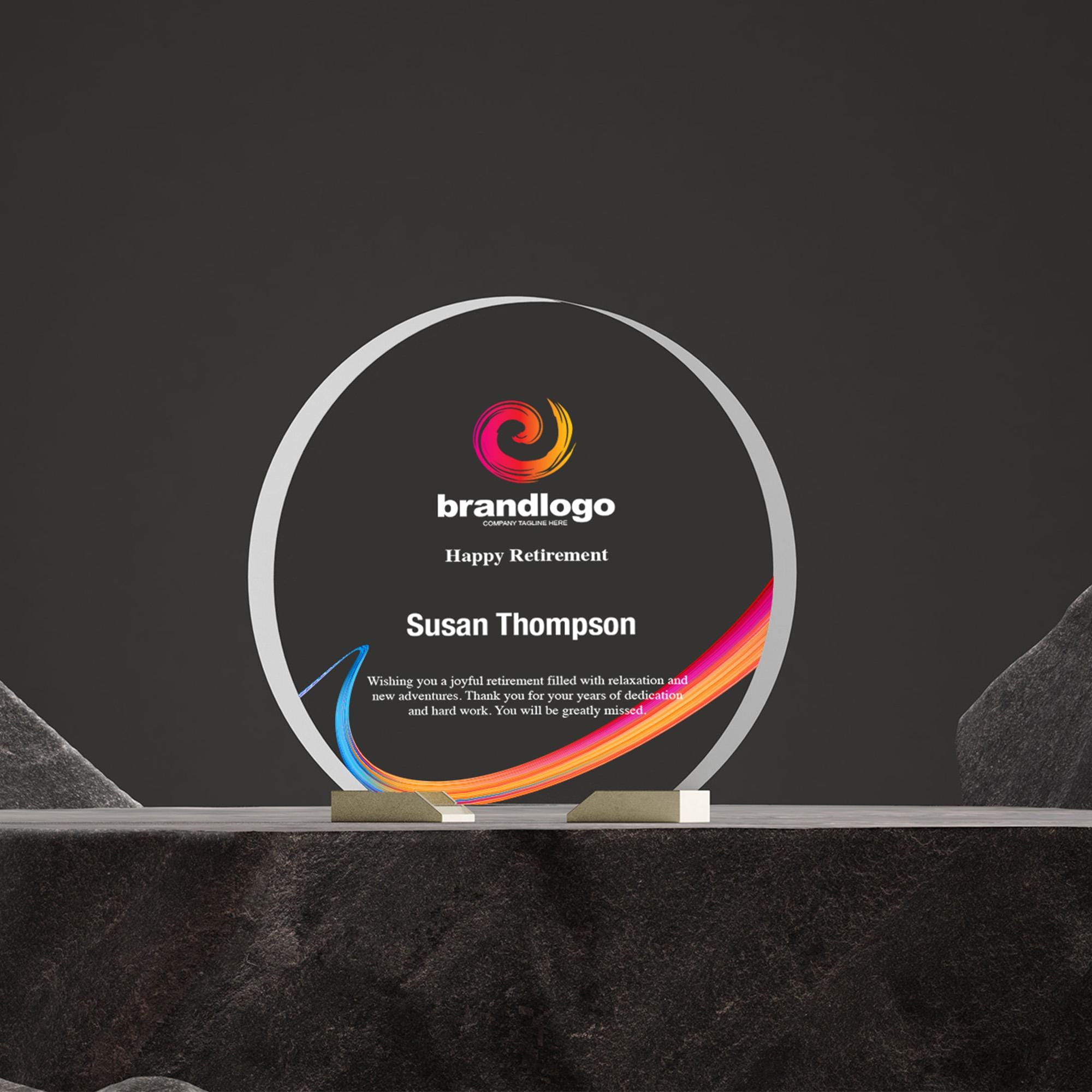 Custom Acrylic Award Plaque – Engraved Heart Design, Employee Recognition, Retirement Gift – Personalized Text & Logo - View #7