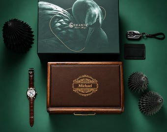 Moving in gift for new house present for new condo owner new chapter gift custom watch box engraved leather wood watch case for men dresser