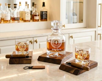 Whiskey smoker kit etched bourbon decanter glass etched whiskey gifts for whiskey lovers monogrammed scotch gift collection simple elegance