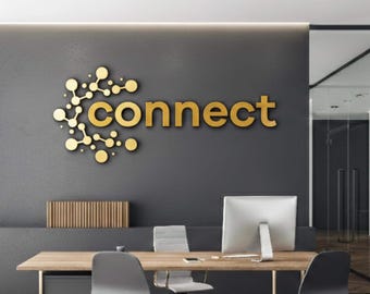 Insegna da parete per ufficio, lettere 3D tagliate al laser, logo aziendale, insegna in acrilico per hall, decorazione murale, logo software tecnologico sopra la reception.