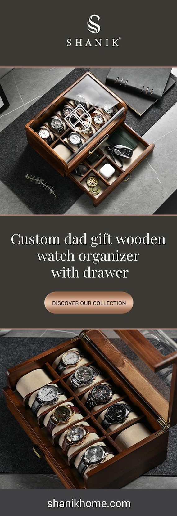 Unique Birthday Gift for Boyfriend Engraved Men's Wooden Watch Box