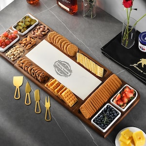 Extra Large Charcuterie Board - Deli Meat and Cheese Board  Double-Sided Magnetic Serving Tray and Cutting Board  Fathers Day Gift from Son