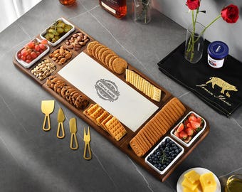 Tagliere in legno per alimenti, piatto da portata, tagliere per formaggi con set di posate (13,88&quot; x 19,88&quot;)
