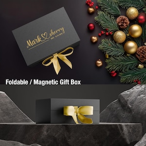 Caja de regalo magnética vacía - Caja de embalaje personalizada con cinta y papel triturado personalizada con mensaje impreso Caja plegable de lujo