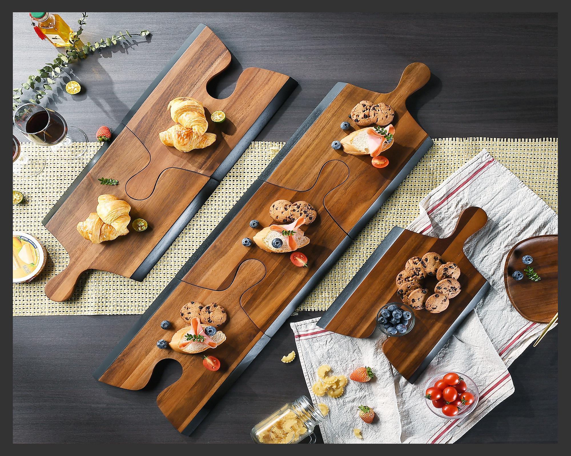 Nesting Charcuterie Boards with Handles  Extra Long Wooden Serving Board Set of 3  Personalized Cutting Boards Wedding Gift for Newlywed