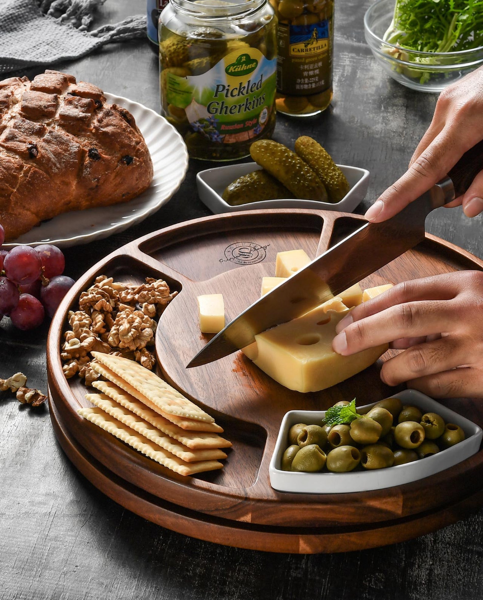 Lazy Susan Turntable Cheeseboard Rotating Charcuterie Board Etsy