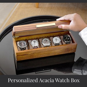 Custom Watch Box For Men, Best Engraved Wood Organizer For Jewelry & Small Accessories, Personalized 10 year Anniversary Gift for Husband