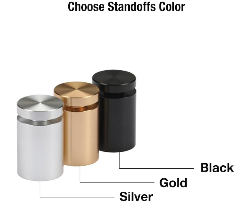 three different colored standoffs, each with a distinct color and design.