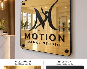 Dance studio door sign 3d acrylic letters wall decor business name 3d custom name sign custom signages for boutique custom sign for gym