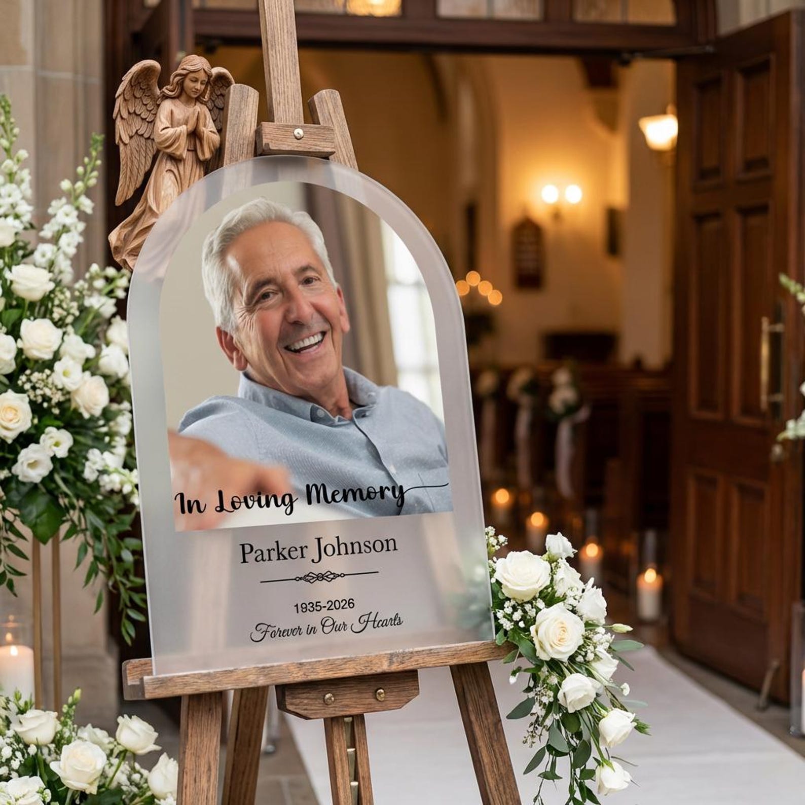 Personalized Memorial Entrance Sign for Funeral Rectangular Black and ...
