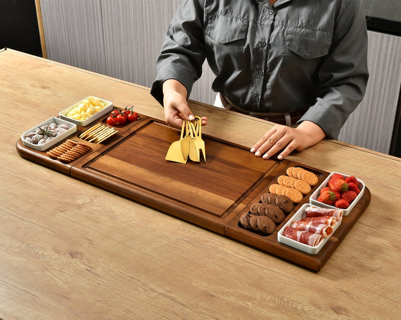 Personalized Charcuterie Board with Utensils, Custom Engraved Gifts for Couples who have everything, Snacks, Cheese and Antipasto Platter image 1