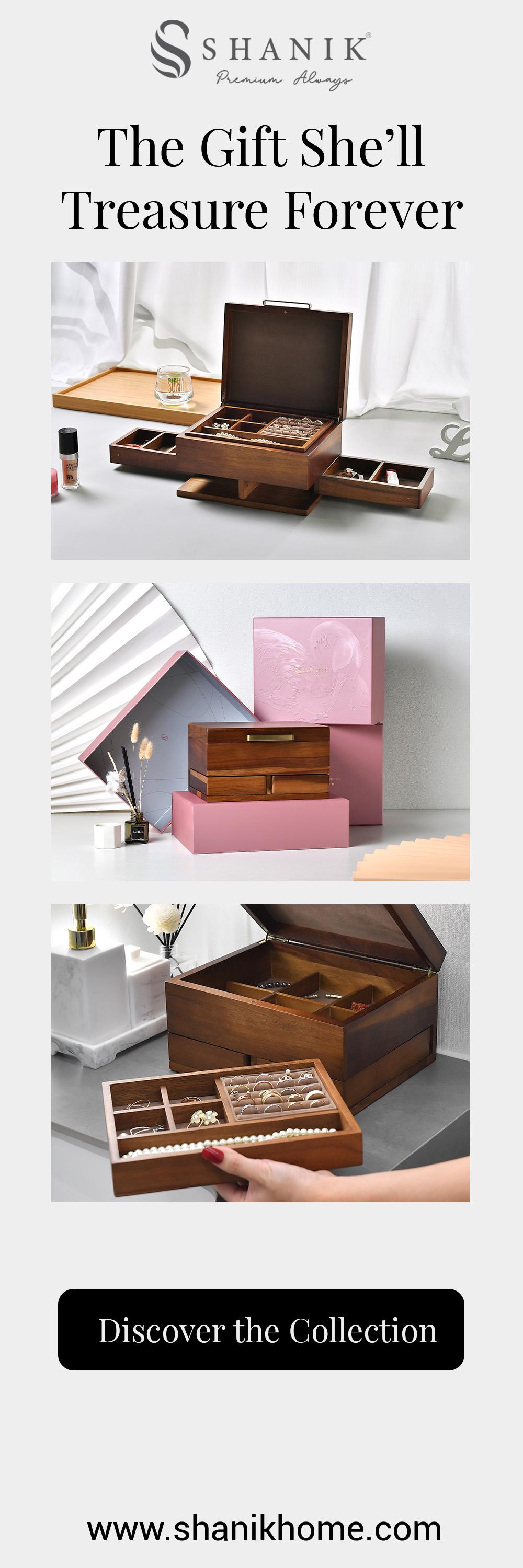 Shanik 木製ジュエリーボックス ジュエリーオーガナイザー