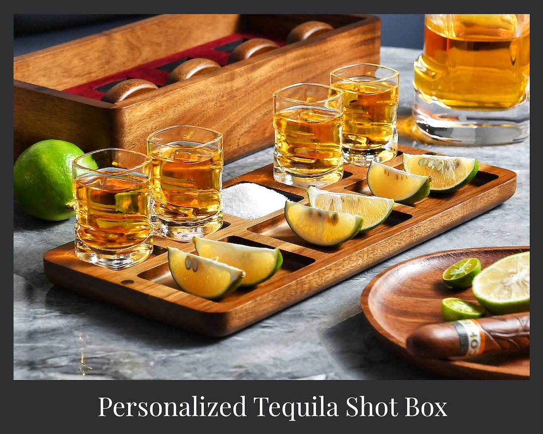 Custom 40th Birthday Tequila Shot Glass Set With Box, Glassware With