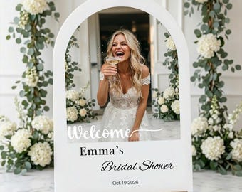 Bridal shower welcome sign personalized bride to be poster custom name and photo wedding shower sign modern bridal shower decoration