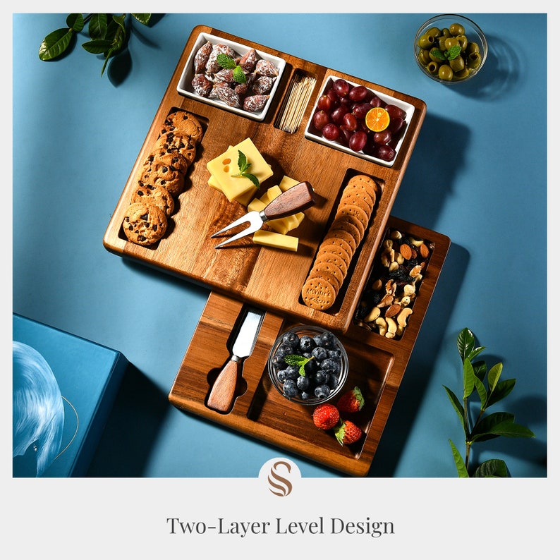 Wooden Serving Board for Foods Food Serving Platter Cheese image 8