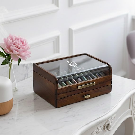 30th gifts for her essential oil box organizer engraved clear lid drawer home decor box for 29 bottles storage aromatherapy display for mom