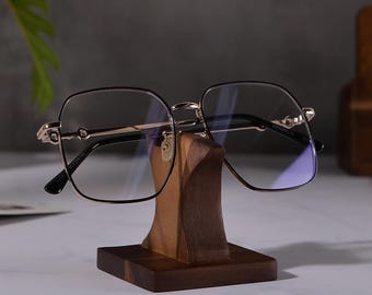 Soporte de madera para gafas, soporte para gafas de lectura, expositor de mesilla de noche, porte lunette, soporte de madera maciza para gafas de hombre, regalo para papá de parte de su hijo.
