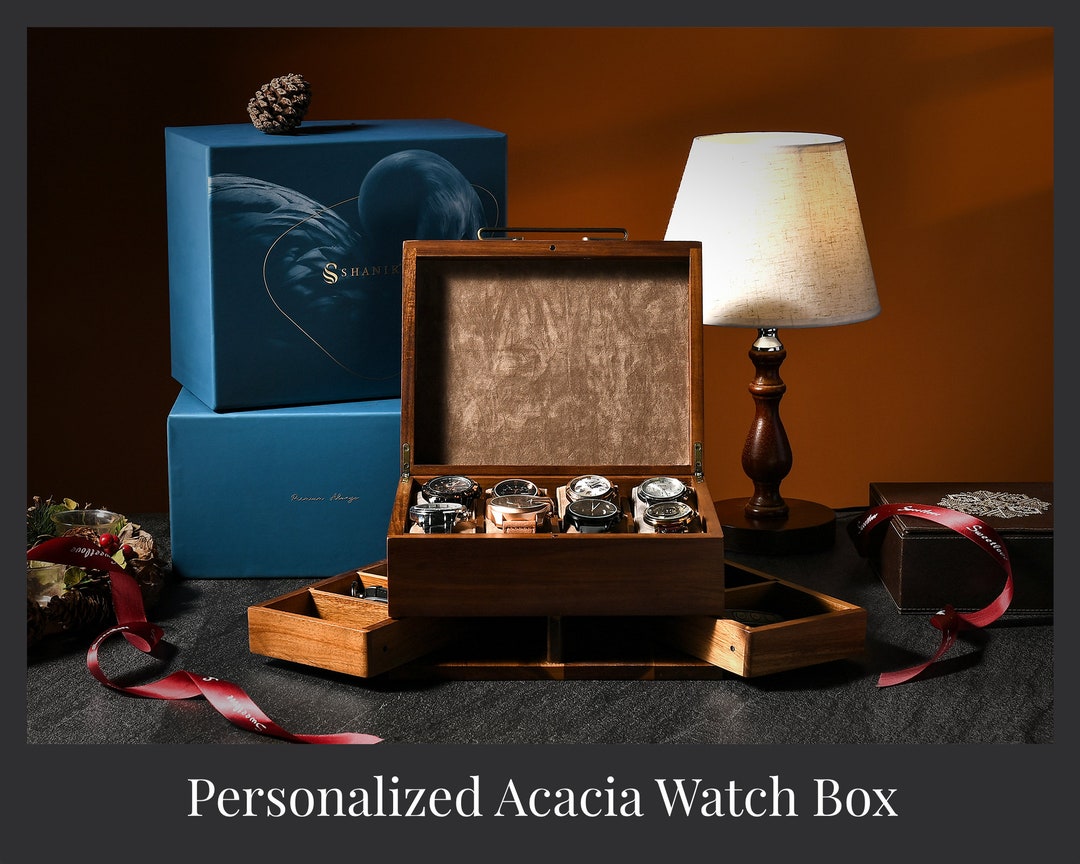 Acacia Wood Watch Box Organizer with 10 Slots for Watches – World of shanik