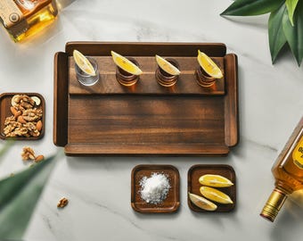 Regalos de bar para bebedores de tequila, regalos de cristalería grabada, juego de tequila, decoración de bar, regalo para cueva de hombre, vaso de chupito, bandeja para servir, regalo de bar para él