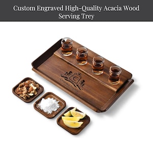 Personalized Tequila Gifts for Men Who has Everything - Shot Glasses Gift Set with Tequila Flight Board  Dating Anniversary  Engraved Wood