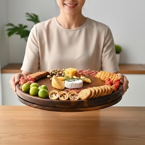 Personalized 20 Inch Lazy Susan Turntable Engraved for Family Housewarming New Homeowner Gift Bestseller Large Cheese Server for New Inlaw