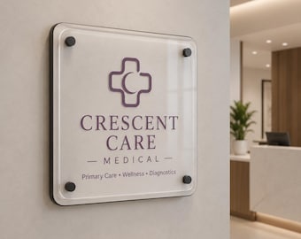 Clinic wall plaque office name plate doctor office sign business name physical therapy sign front desk signage for apothecary name display