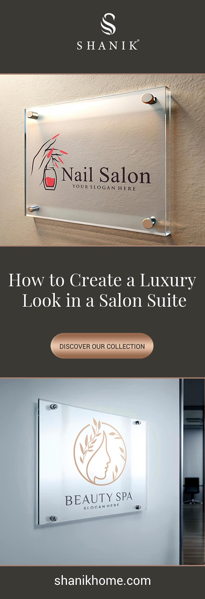 Letrero acrílico para suite de salón Letrero de pared para suite de spa Logotipo de estudio de belleza Letrero acrílico flotante personalizado para salón Marca de lujo con separadores imagen 20