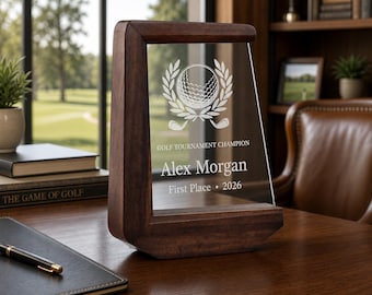 Trophy plaque engraved plaque for desk personalized awards golf gift for him her engraved plaque retirement award golf retirement gift