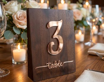 Número de mesa de madera para bodas, decoración independiente para la mesa de recepción, número de mesa central, letrero para la mesa de invitados.